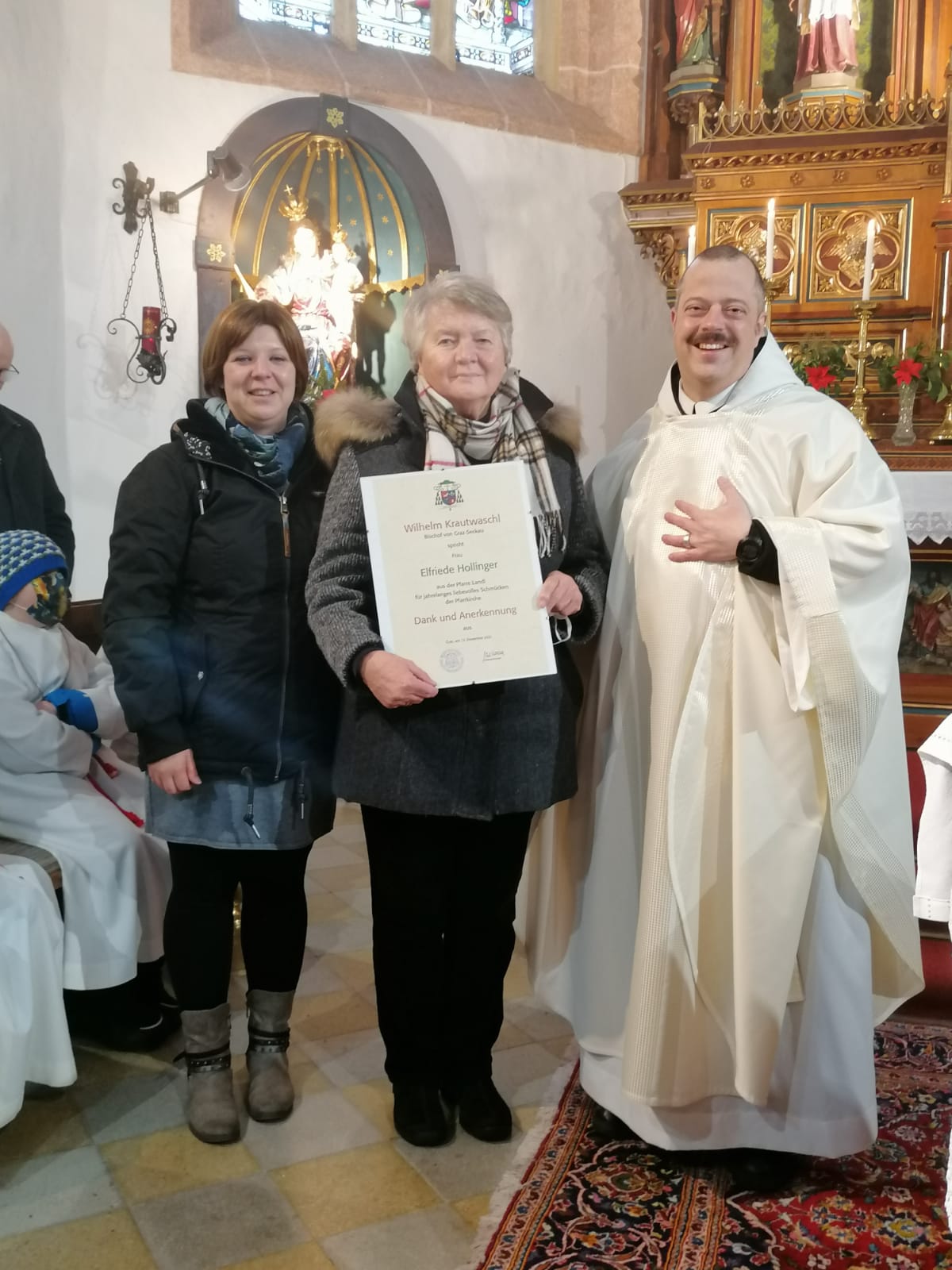 Pfarre Landl / Verena Krenn, Bettina Pfeiler, Fritz Schweiger Ehrungen 2022